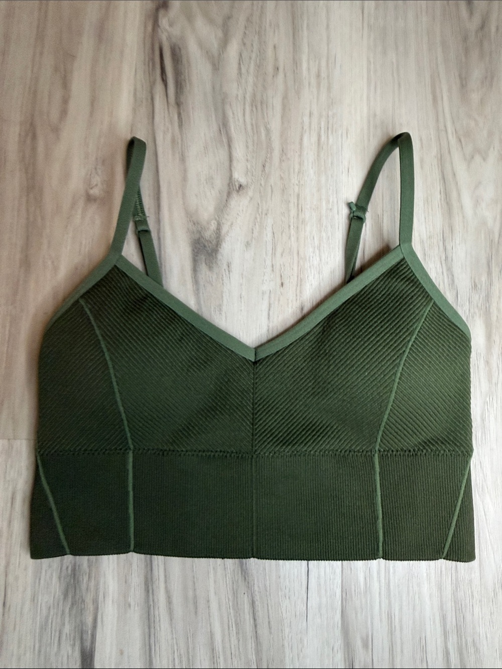 Ribbed Seamless Olive Green Sports Bralette